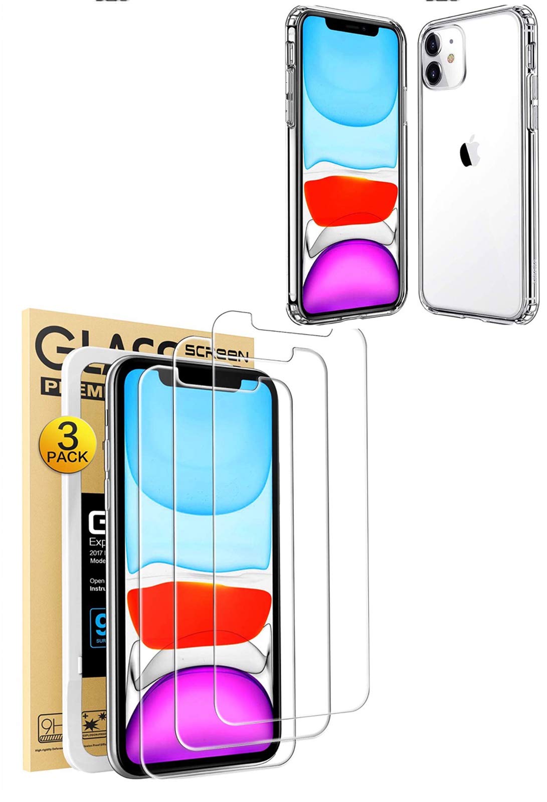 Mkeke Compatible with iPhone 11 Case and iPhone 11 Screen Protector 6.1 Inch