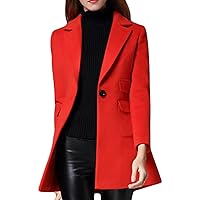 Women's Suit Collar Long Sleeve Jacket Solid Color Big Notch Lapel Single Breasted Fashion Mid-Long Wool Blend Coat