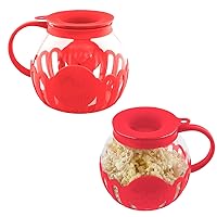 Ecolution (2 Pack) Popcorn Maker Glass Microwave Popcorn Popper With Butter Melter For Movie Style Popcorn