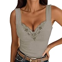 Women Sleeveless Henley Tank Tops Rib-Knit V Neck Button T-Shirts Summer Fitted Casual Y2K Going Out Tee Tops