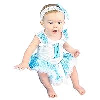 Petitebella Sequins 1st White Shirt Blue Polka Dots Baby Skirt Outfit 3-12m
