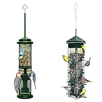 Squirrel Buster Nut Feeder Squirrel-Proof Bird Feeder for Nuts and Fruit, Two Meshes Bundle with Squirrel Solution200 Squirrel-Proof Bird Feeder w/6 Feeding Ports, 3.4-Pound Seed Capacity