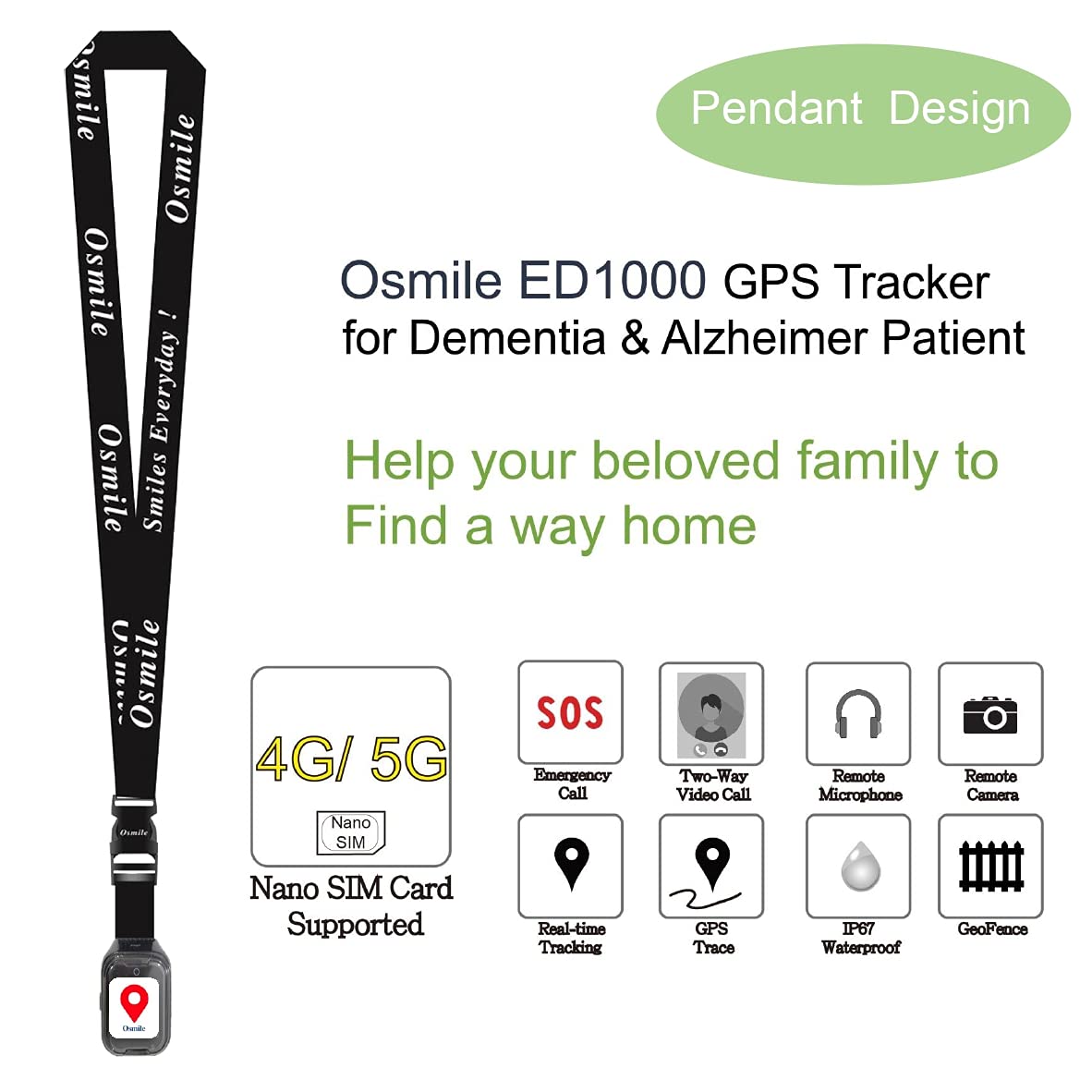 Osmile ED1000 - Senior Dementia & Alzheimer GPS Tracker Pendant