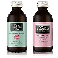 Nail Polish Remover Bundle - Natural Soybean Tea Tree Oil Nail Polish Remover (4FL-Oz) Natural Rose Oil Nail Polish Remover (4FL-Oz)