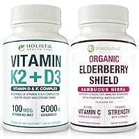 Max Absorption Vitamin K2 + D3 & Organic Elderberry with Black Currant and Echinacea | Bone Strength & Calcium Absorption | Immune Support