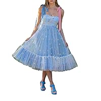 Women's Flower Embroidery Tulle Prom Dresses Ball Gown A Line Princess Formal Evening Party Gowns