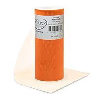 Expo International Decorative Matte Tulle, Roll/Spool of 6 Inches X 25 Yards, Polyester-Made Tulle Fabric, Matte Finish, Lightweight, Versatile, Washable, Easy-to-Use, Orange