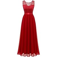 BeryLove Cocktail Dresses Prom Dress for Teens Wedding Guest Sleeveless Lace Formal Dresses