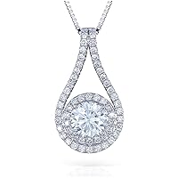 1 Carat Round Cut White Color Moissanite Diamond 925 Sterling Silver Halo Pendant Necklace For Women Girl
