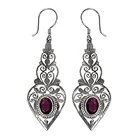 925 Sterling Silver Drop Earring for Women Garnet Gemstone Designer Earrings Handmade Fashion Jewelry for Gifts
