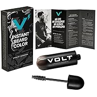 VOLT Grooming Instant Beard Color Single Pack - Smudge and Water Resistant Quick Drying Brush on Color for Beards, Mustaches, and Eyebrows - 0.35 Fl Oz (10 ml), Ebony (Brown/Black)