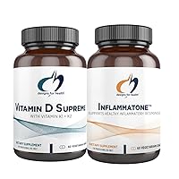 Designs for Health Vitamin D Supreme + Inflammatone Bundle - Vitamin D3 5000 IU + 2000mcg Vitamin K with an Enzyme Botanical Blend to Promote Healthy Inflammatory Response - 2 Products