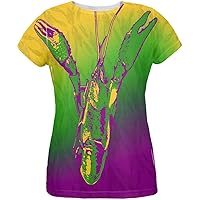 Old Glory Mardi Gras Cajun Crawfish All Over Womens T Shirt Multi MD