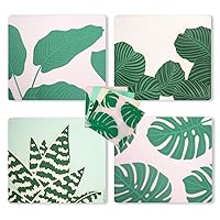 modern-twist Set of 4-14 x 16 Placemats and Set of 4-4 x 4 Coasters, Silicone, BPA, PVC-Free, Dishwasher Safe, Conservatory Print, Monstera Mixed