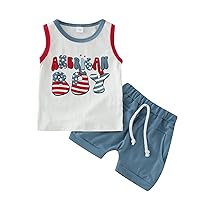 Independence Day Outfits for Baby Boy Children Clothes Set Indian Splicing Color T Shirt Drawstring Elastic
