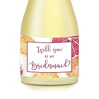 Will You Be My? Bride Proposal to Bridesmaid, Maid Matron of Honor, Set of 10 Celebration Mini Champagne or Mini Wine Bottle, Gift Bag Labels 3.5