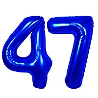 40 inch Navy Blue Number 47 Balloon, Giant Large 47 Foil Balloon for Birthdays, Anniversaries, Graduations, 47th Birthday Decorations for Kids