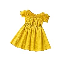 Puff Sleeve Chiffon Dress for Girls Solid Casual Daily Sundress Toddler Comfy Lightweight Princess Dress for Summer