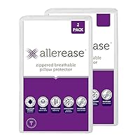 Set of 2 King AllerEase Pillow Protectors - Temperature Balancing, Allergist Recommended - Premium Breathable, Zippered Protectors