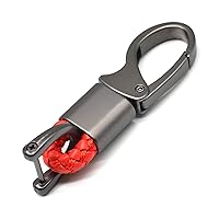 Car Key Fob Keychains Leather Holder Key Chain Sturdy Metal with D-Ring for Men and Women, 1 Pack Red, 360 Degree Rotatable, with Screwdriver