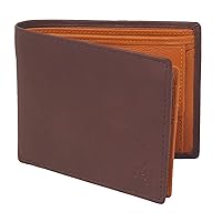 Men's RFID Blocking Genuine Nappa Leather Billfold Wallet Purse - Photo ID Holder - Coin Pouch Pocket With Gift Box 1216