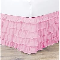 Empire Home Pleated Ruffled Bed Skirt Solid Dust Ruffle 9 Colors (Full Size, Rose)