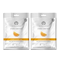 The Man Company Vitamin C Sheet Mask with Hyaluronic Acid & Lemon | Boosts Brightening | Improves Skin Tone, Deep Cleanses & Removes Excess Oil - 25ml*2