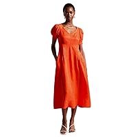 Ted Baker Women's Orange Opalz Puff-Sleeve Midi Dress