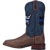 Dan Post Mens Thin Blue Line Square Toe Casual Boots Mid Calf - Blue, Brown