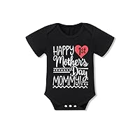 Happy First Mother’s Day Mommy Newborn Baby Boy Girl Outfit Bodysuit Summer Romper Clothes Set