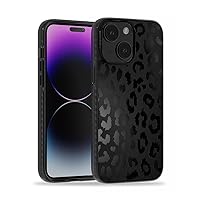 for iPhone 15 Case [Compatible with MagSafe] with Black Leopard Cheetah Print Design, Cute Phone Cover for Women Girls, [Non Yellowing] Slim Shockproof Bumper, Stylish Black Vintage Pattern