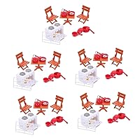 ERINGOGO 5 Sets Children's Dollhouse Outdoor Chairs Tiny House Furniture Models Outdoor Table and Chairs Kitchen Appliances Mini Kitchen Accessories Girl Utensils Parent-Child Plastic