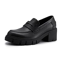 Athlefit Women's Platform Chunky Loafers Comfortable Slip on Lug Sole Business Loafer Shoes