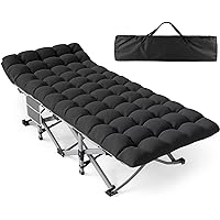 Camping Cot, Camping Cots for Adults with Thick Mattress, Heavy Duty Cots for Sleeping 500LBS (Max Load) 1200D Double Layer Oxford, Camping Bed for Home Travel Camp Beach Vacation