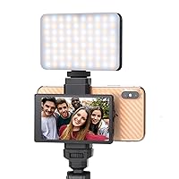 Newmowa Black Rechargeable Selfie Light with Smart Light Sensor & Phone Vlog Selfie Monitor Screen for Phone Rear Camera