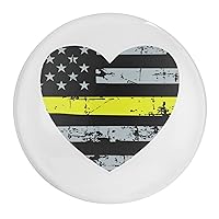 911 Dispatcher Thin Yellow Line Magnets Fridge Stickers Round Glass Strong Magnetic Refrigerator Magnet Sticker for Office Cabinets Whiteboards Decorative（ 1 PCS/2 PCS/4 PCS）