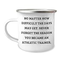 Inspirational Athletic Trainer Camping Mug - No Matter How Difficult The Days May Get. Never Forget The Reason You Became An Athletic Trainer - Unique Mother's Day Unique Gifts for Athletic Trainer