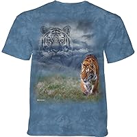 The Mountain Morning Dew Tiger Adult T-Shirt, Blue, Medium, Red