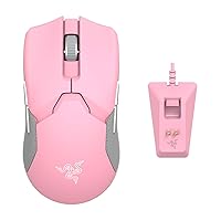 Razer Viper Ultimate Lightweight Wireless Gaming Mouse & RGB Charging Dock: Hyperspeed Wireless Technology - 20K DPI Optical Sensor - 78g - Optical Mouse Switch - 70 Hr Battery - Quartz Pink