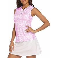 MoFiz Womens Sleeveless Golf Polo Shirt Zip Up Quick Dry UPF 50+ Sun Protection Athletic Sports Tank Tennis Tops