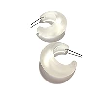 Clear Frosted Hoop Earrings | vintage frosted lucite snail shell hoops - SNL-CL-1