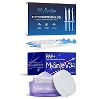 MySmile 3Pcs Teeth Whitening Gel and 1Pcs Pap Tooth Powder - Teeth Whitening Toothpaste Powder - Natural Teeth Whitening Gel Powder - Tooth Stain Remover and Polisher - Fresh Mint