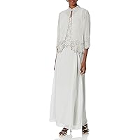 J Kara Women's Size Beaded Jacket Dress Plus