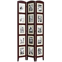 SZQINJI 3 Panel Photo Room Divider Screen, Solid Wood Divider for Room Separation for 8x10 Picture Frame Without Mat for 5x7 Photo with Mat, Walnut