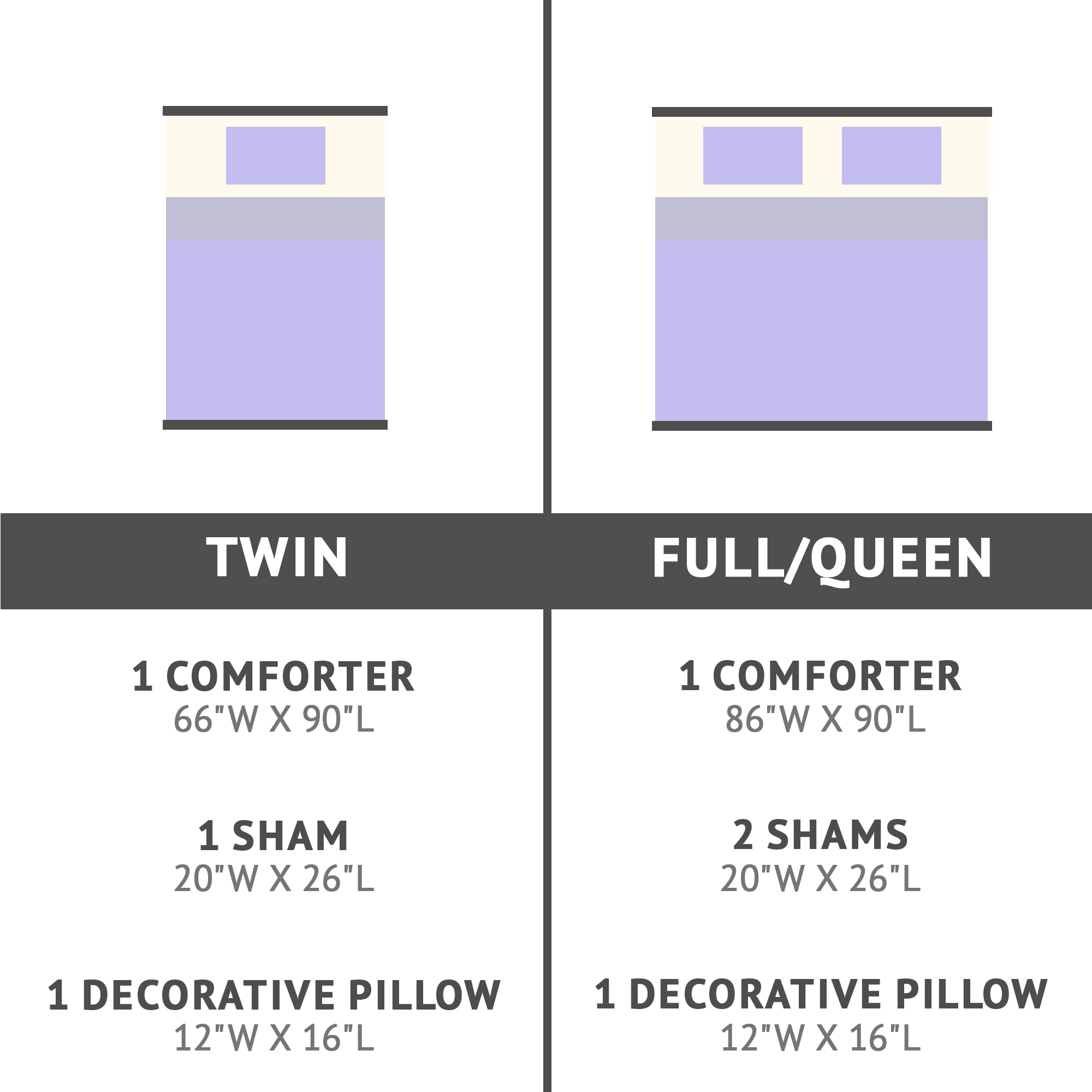 Mi Zone Rosalie Comforter Ultra-Soft Microlight Plush Metallic Printed Hearts Brushed Reverse Overfilled Down Alternative Hypoallergenic All Season Bedding-Set, Full/Queen, Purple/Silver, 4 Piece