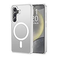 LUHOURI Enhanced Magnetic for Samsung Galaxy S24 Case - [Compatible with Magsafe] - 21ft Military-Grade Drop Tested, Slim Fit Shockproof Translucent Matte Cover - White