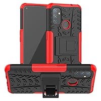 XYX Armor Case Compatible with OnePlus N100, Heavy Duty Full-Body Protective Shockproof Rugged Bumper Cover Built-in Kickstand for OnePlus Nord N100, Red