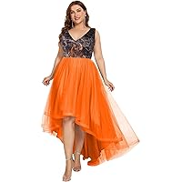 Woman's Tulle V Neck High Low Evening Party Dress Camo Wedding Guest Formal Dresses