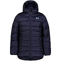 Girls' Quilted Puffer Jacket, Front Pockets & Hooded Back, Mid-Weight & Water Repellent