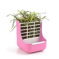 2 in 1 Feeder Bowls Double use for Grass and Food Hay Food Bin Feeder, Small Animal Supplies Rabbit Chinchillas Guinea Pig Pink